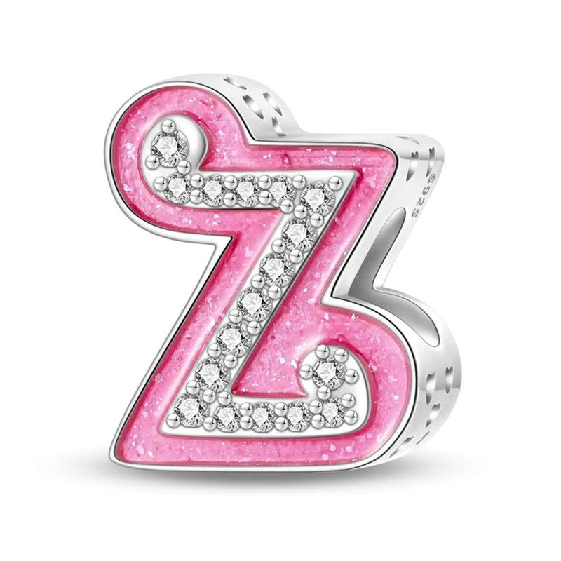 Pink Girl Series 925 Sterling Silver Alphabet Charms Beads Cute Letter Fit Original Bracelet Bangle Necklace DIY Jewelry