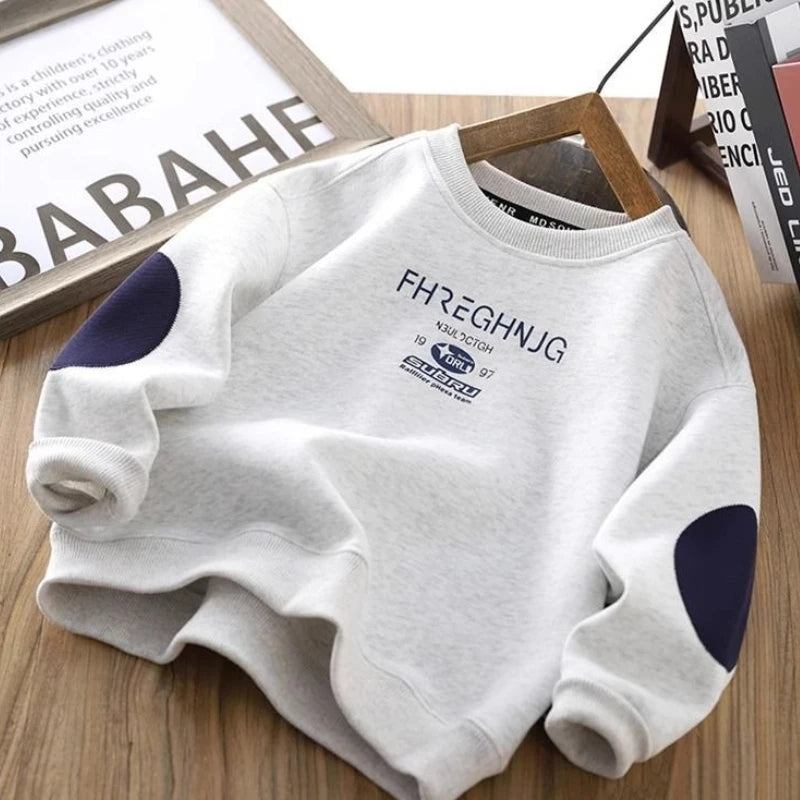 Boys' Middle/Big Kids 2025 New Spring/Autumn Crewneck Long Sleeve Stylish Sweatshirt Tops