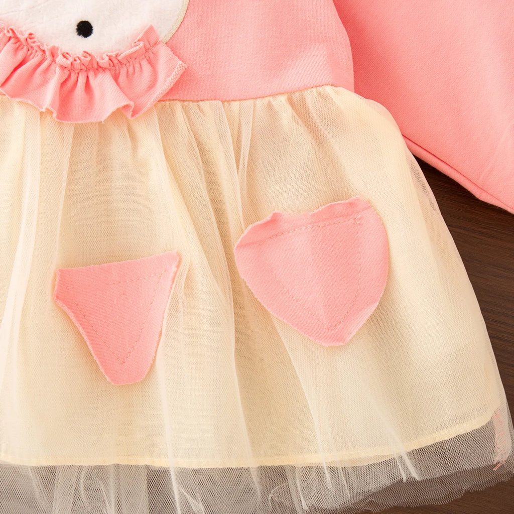 Spring And Autumn New Cute Rabbit Baby Girl Top, Pink Hooded Children'S Long Sleeve Clothes (6-24 Months)