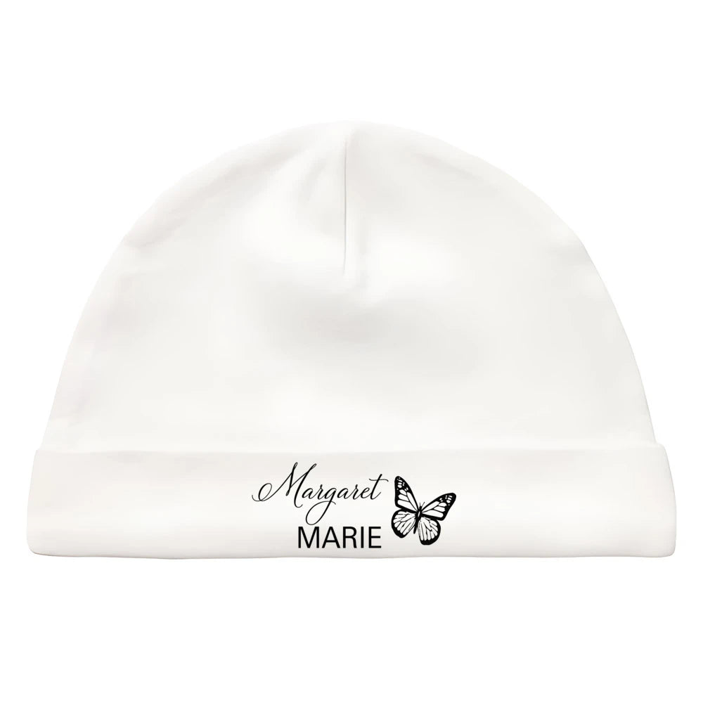 Newborn Coming Home Hat Custom Baby Beanie with Name Birth Announcement First Hat for Babies Baby Shower Gifts