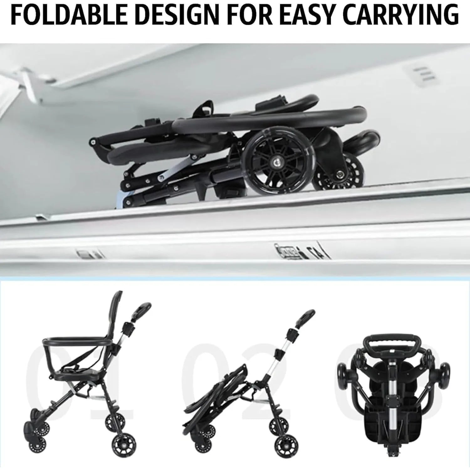 Convenience Stroller Lightweight Baby Travel Stroller Compact Stroller One-Handed Folding Canopy for Toddlers Travel Airplane