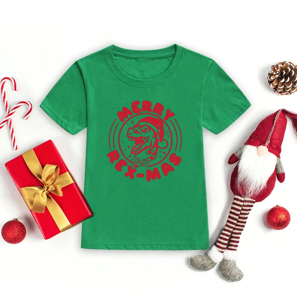 Christmas Kids T-shirt Xmas Boys Girls Clothes Christmas Party Kid Gift Shirts Xmas Children Short Sleeve Shirt Child Outfits