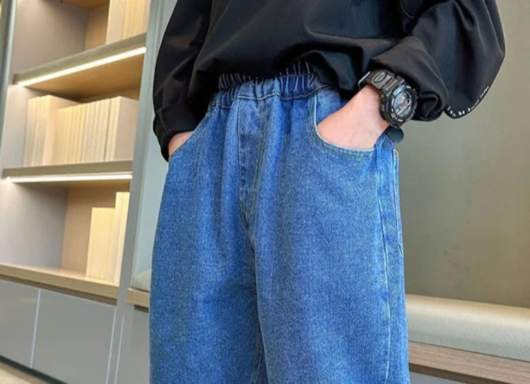 2025 New Boys' Denim Jeans 2025 Trendy Tween Boys Casual Long Pants Boys' Relaxed Fit Jeans Hot Sale