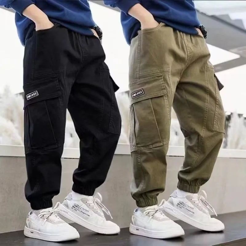 100% Cotton Cargo Pants for Boys | Spring Autumn 2025 New Release | Medium To Large Kids Casual Wear