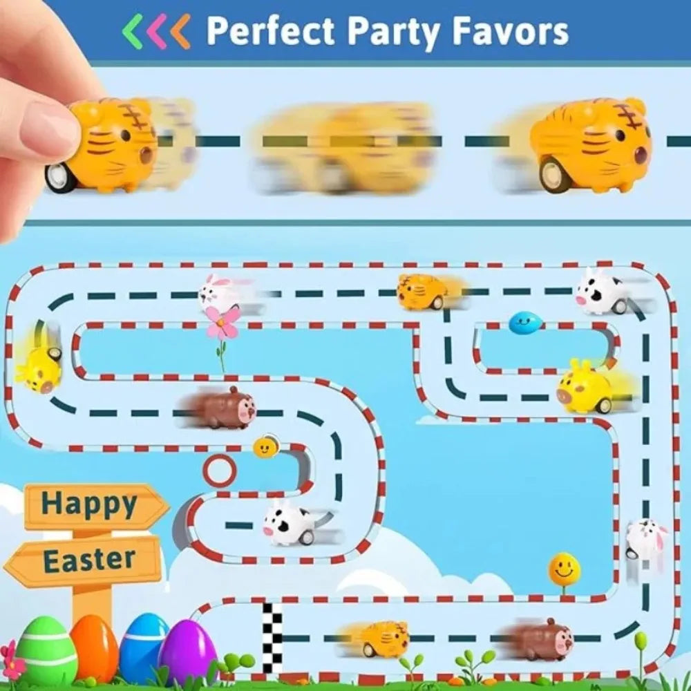 Animals Pull Back Cars Friction Powered Push and Go Back and Forth Vehicles Car Toys Racing Car Playset Toys Christmas Gift