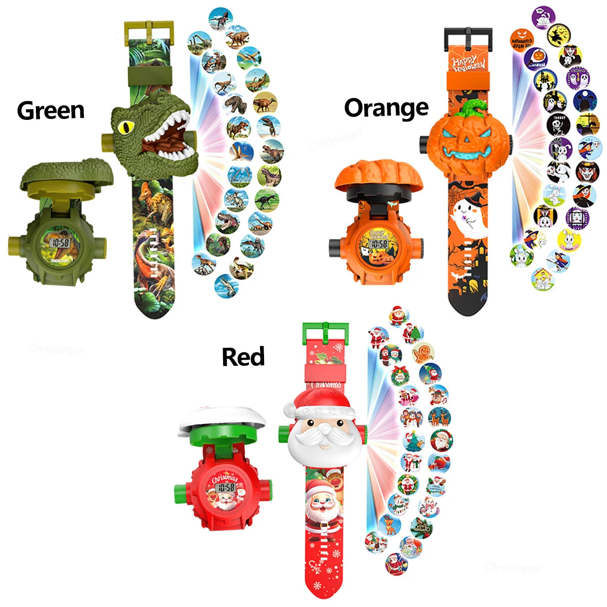 Cartoon Projection Watch for Kids Electronic Watch 24 Patterns Display Projector Montessori Education Toys Gift for Boys Girls