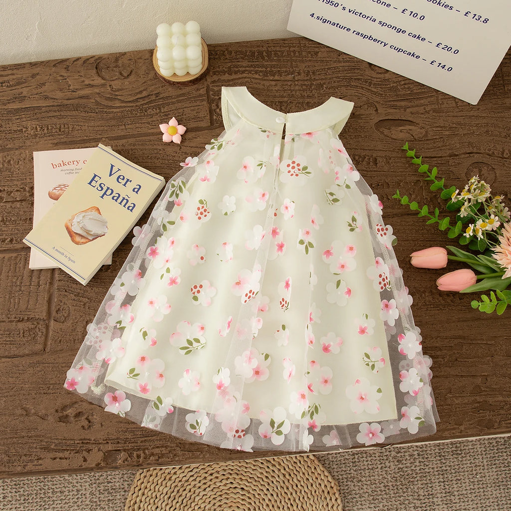 Summer New Floral Chiffon Baby Girl Princess Dress, Sweet Bow Children'S Sleeveless Clothes For Babies Aged 3 Months To 3 Years