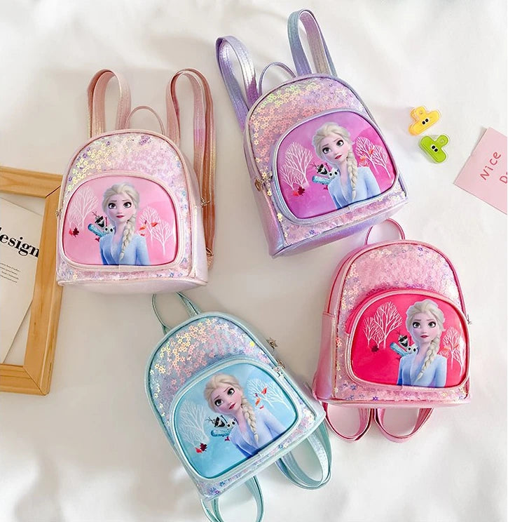 Disney Frozen Girls Backpack Elsa Princess New Girls Backpack Cartoon Cute Sequins Fashion Trend Kindergarten School Bag