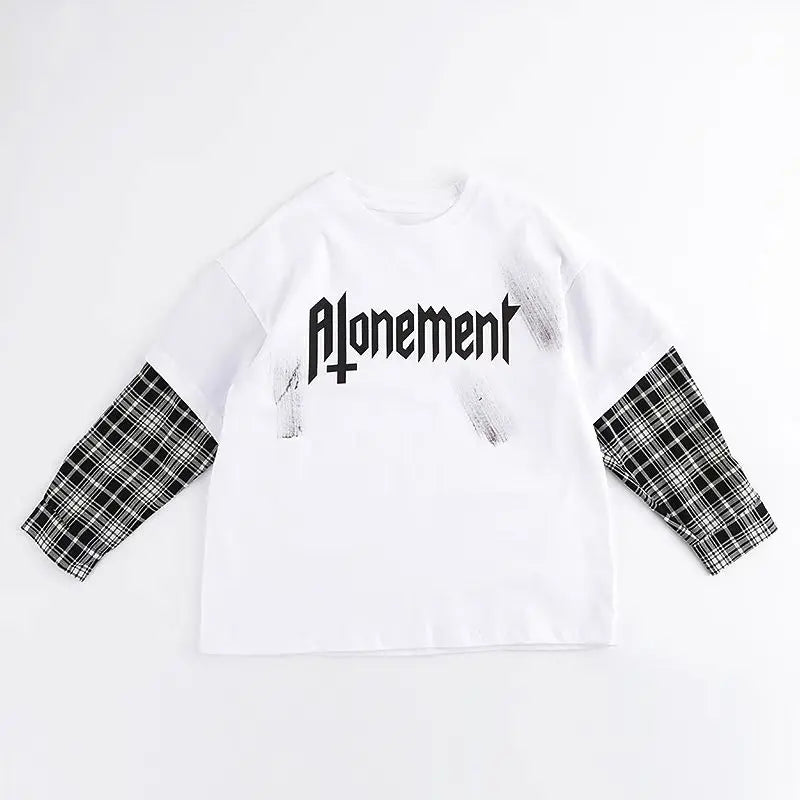 Fake Two Pieces Children's Clothing From 8 To 12 Years Boys Long Sleeve Tee Boys' T-shirt Graphic Shirts T-shirts Tees Boy Child
