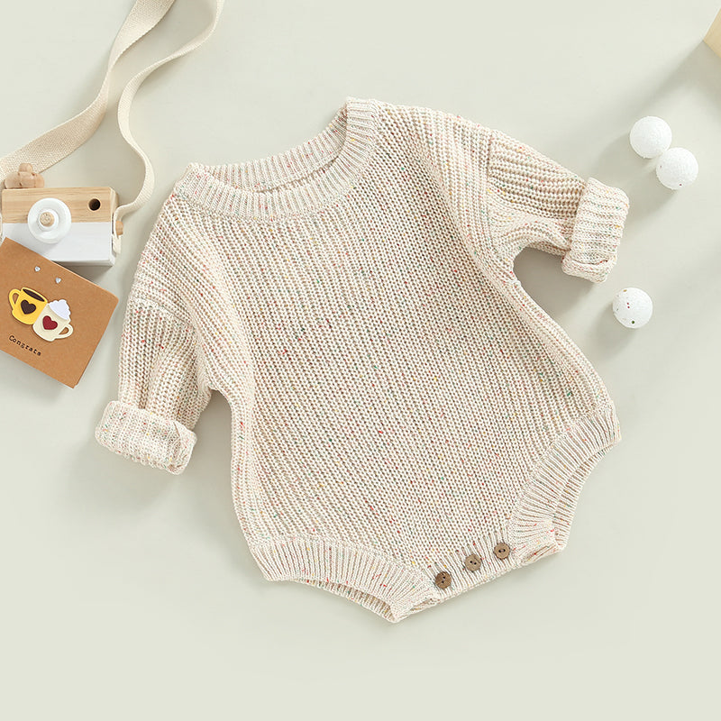 Newborn Baby Girls Boys Knitted Sweater Romper Long Sleeve Crew Neck Solid Color Jumpsuits Autumn Winter Infant Bodysuits Warm