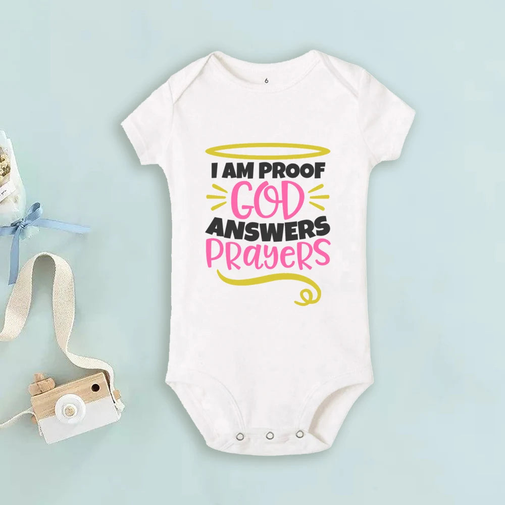 Proof That God Answers Prayers Baby Bodysuit Little Answered Prayer Romper Baby Announcement Bodysuits Newbron Shower Gift