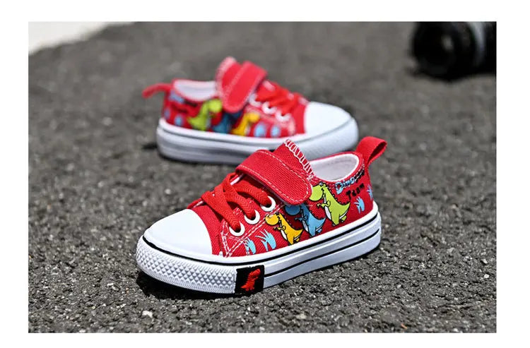 Children cartoon canvas shoes boys and girls casual low-top shoes baby spring and autumn breathable single fashion sneakers