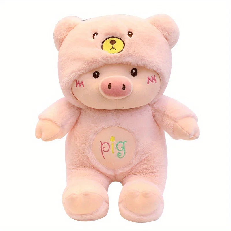 Cute Cartoon Pig Plush Toy Bear Hat Pig Doll Stuffd Animals Plushies Bed Sofa Decoration Birthday Gifts for Kids & Adults
