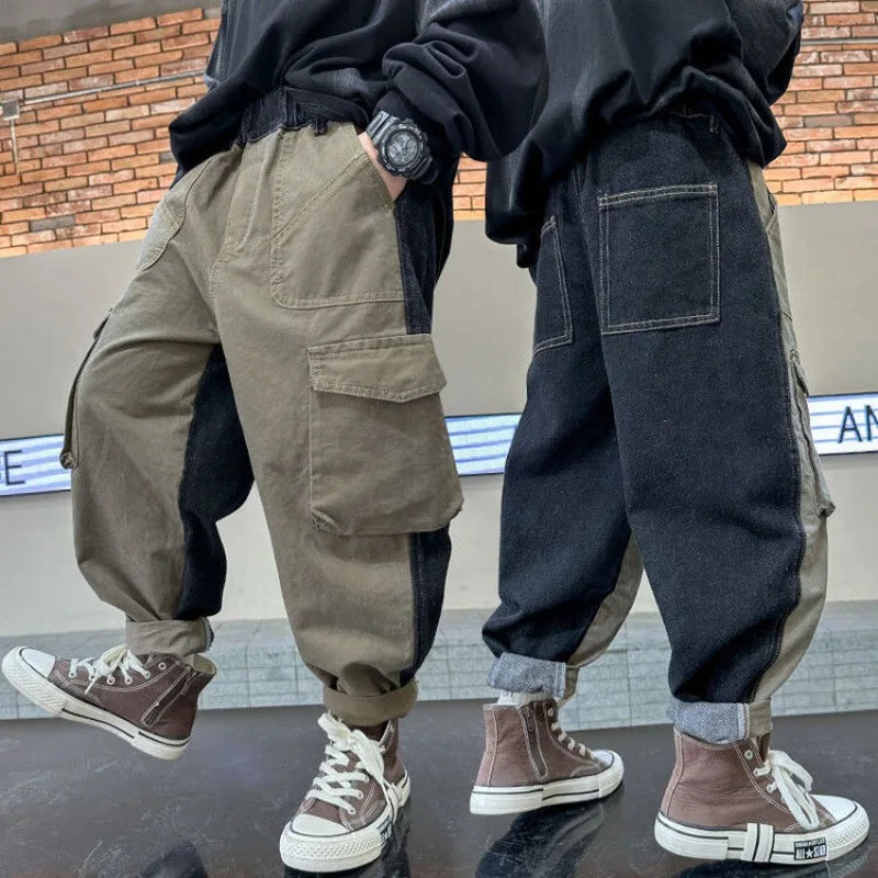 Boys' Cargo Pants 2025 Spring Autumn K-Fashion Loose Fit Tween Boys Stylish Casual Long Jeans Pants