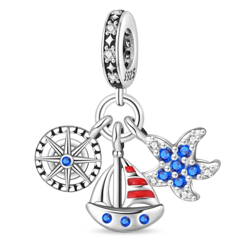 Hot Sale 925 Sterling Silver Ocean World Series Sea Turtle Starfish Little Crab Octopus Charms Bead Fit 925 Bracelet DIY Jewelry