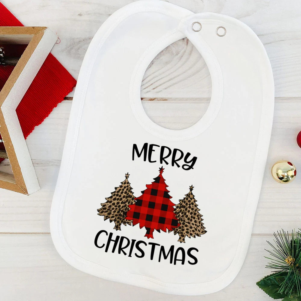 My First Christmas Baby Bib Boy Girl Cute Burp Cloths Xmas Infant Bibs Newbron 1st Christmas Bib Gift Xmas Party Toddler Bibs