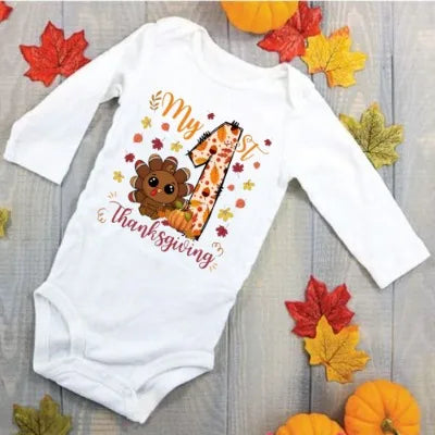 My First Thanksgiving Baby Boys Girls Romper Infant Cute Baby Clothes Toddler Thanksgiving Gift Rompers Fall Baby Jumpsuit