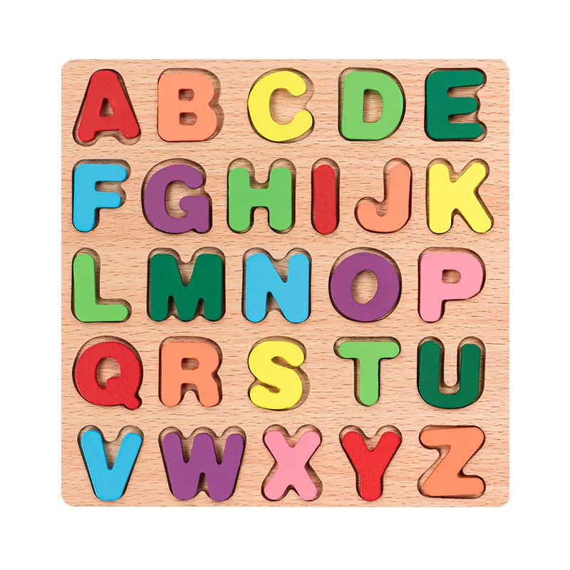 Wooden Puzzles Toys for Kids 3 Year Alphabet Numbers Children Montessori Educational Learning Toys abc Letters Preschool Gift