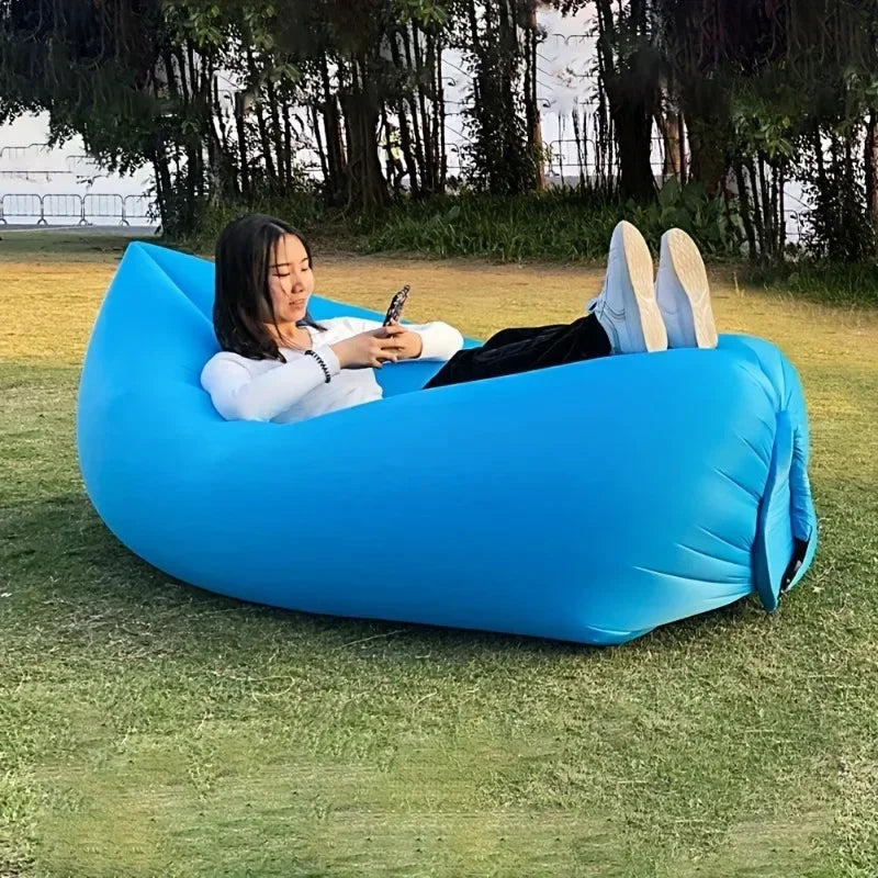 Inflatable Lounger Air Couch for Beach Chair Camping Chairs with Travel Bag & Pockets Portable Outdoor Camping Accessories