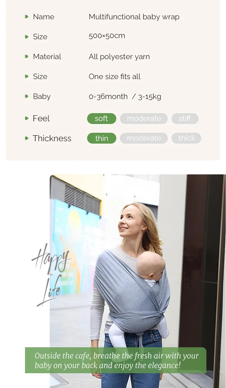 PANGDUBE Ergonomic Baby Wrap Sling Carrier Soft Cotton Kangaroo Sling for Newborns to 36 Months Comfortable Front Baby Carrier