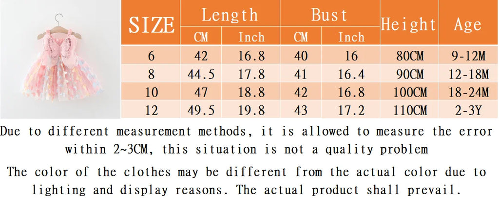 Summer New Colorful Chiffon Baby Girl Princess Dress, Cute Butterfly Children'S Sling Clothes For Babies Aged 9 Months-3 Years