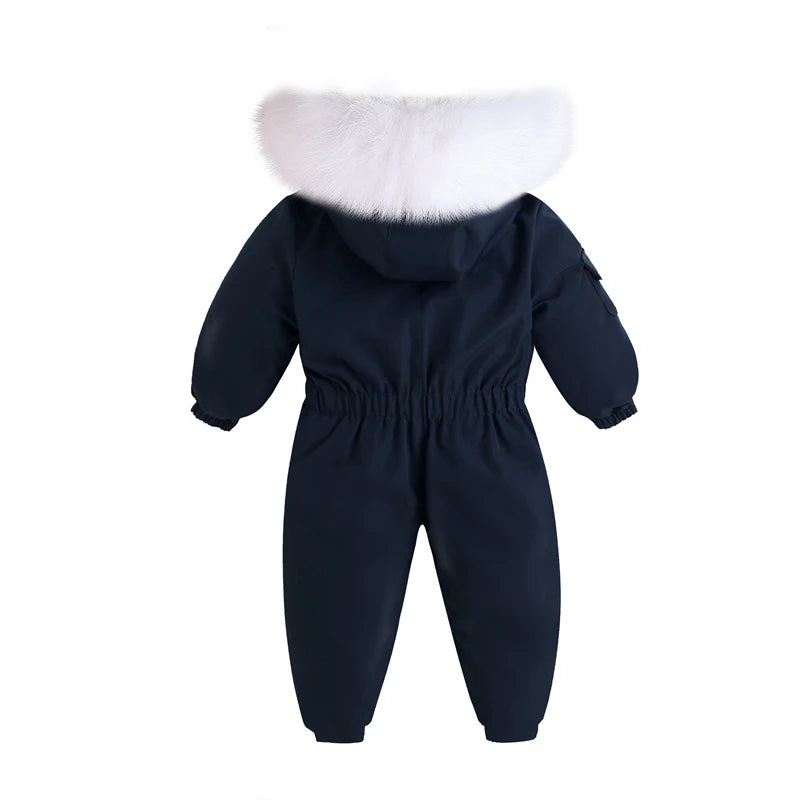Winter Baby Ski Suit Plus Velvet Baby Jumpsuit Boys Overalls Warm Kids Clothes Waterproof Children Clothing Set 1-5 Years