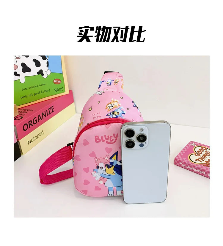 Bingo Friends Children's Bag Cute Bluey Family kids Chest Bag Kindergarten Cartoon Light Crossbody Bag Halloween Christmas gift
