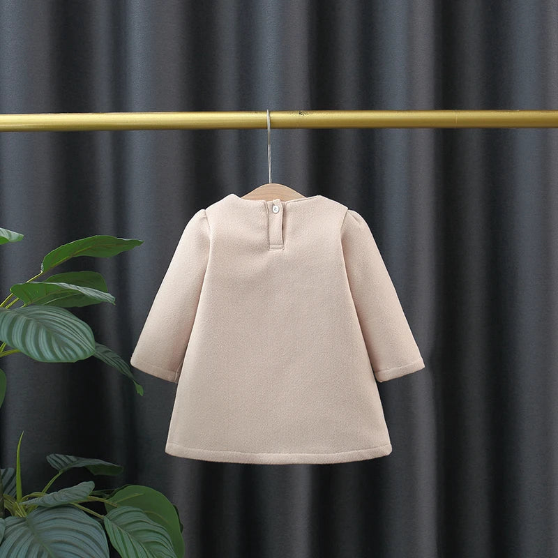 (6 Months -3 Years Old) New Korean Style Baby Girl Coat For Autumn And Winter, Sweet Bow Children'S Long Sleeved Clothes