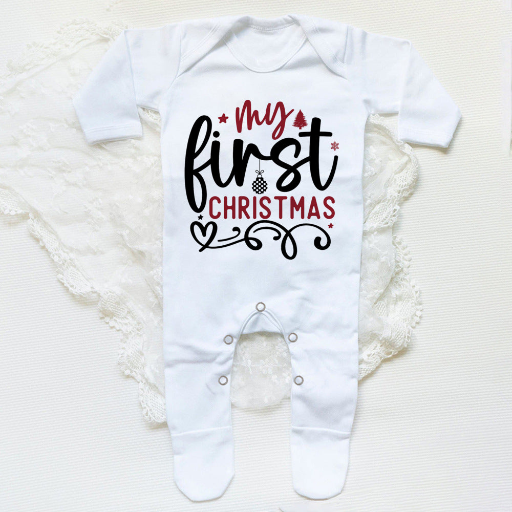 First Christmas Print Baby Sleepsuit Xmas Babygrow Sleepsuit Infant Christmas Gift Boys Girls Clothes Baby Coming Home Outfits