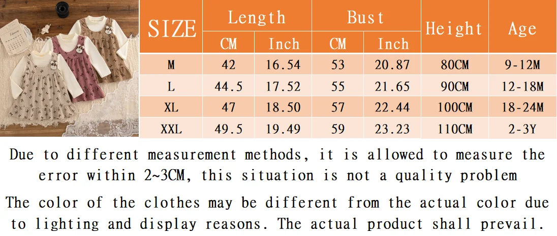 Autumn New Cute Bow Baby Girl Dress, Soft And Comfortable Children'S Clothing Suitable For 9 Months To 3 Years Old