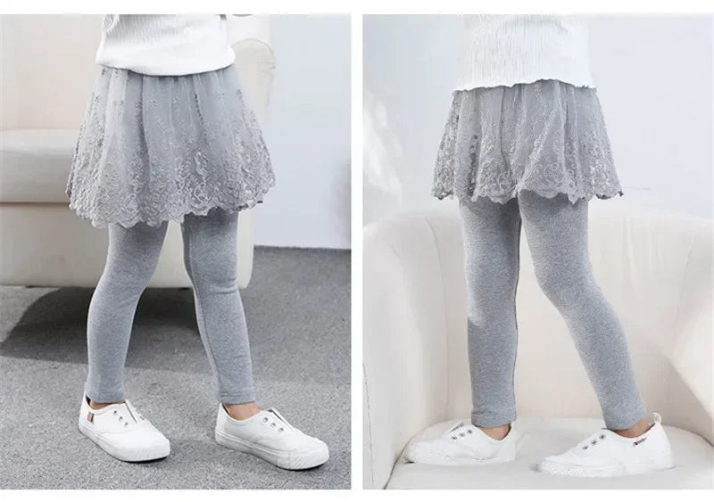 New Baby Girls Leggings Lace Princess Skirt-pants Spring Autumn Children Slim Skirt Trousers for 2-7 Years Kids Clothes