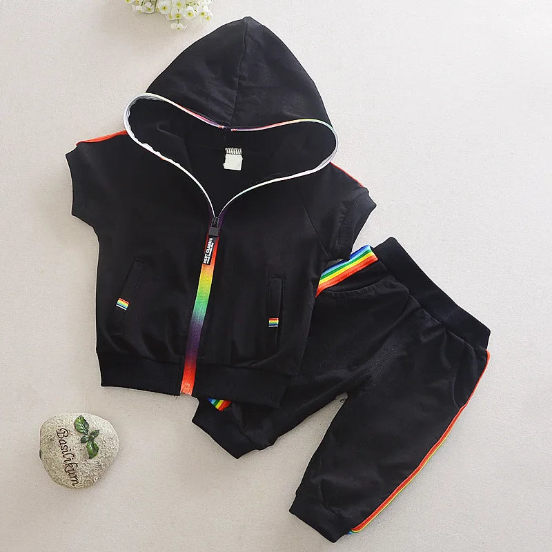 New Summer Baby Clothes Boys Clothing Children Girls Sports Hooded Shirt Shorts 2Pcs/Sets Toddler Casual Costume Kids Tracksuits