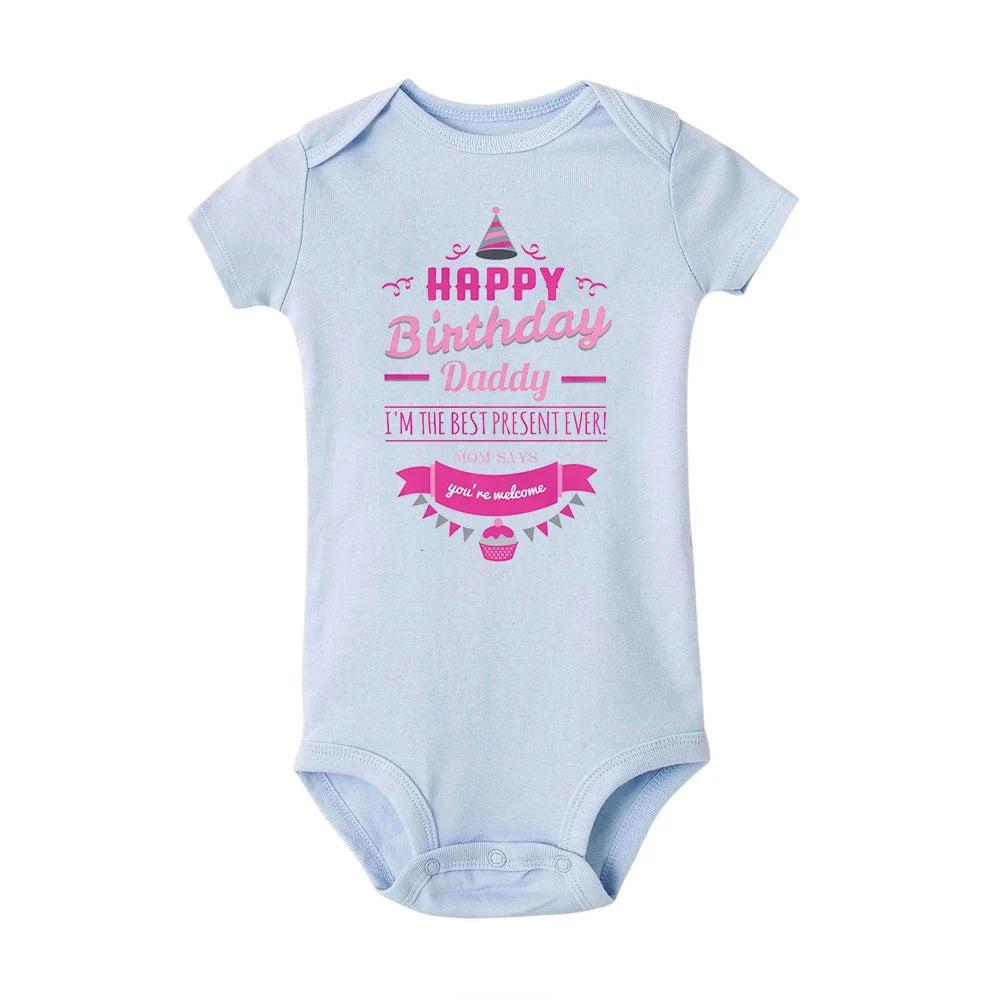 Happy Birthday Daddy Newborn Baby Bodysuit Gender Neutral Baby Stuff Infant Clothes Twins Outfit Romper Father Birthday Present