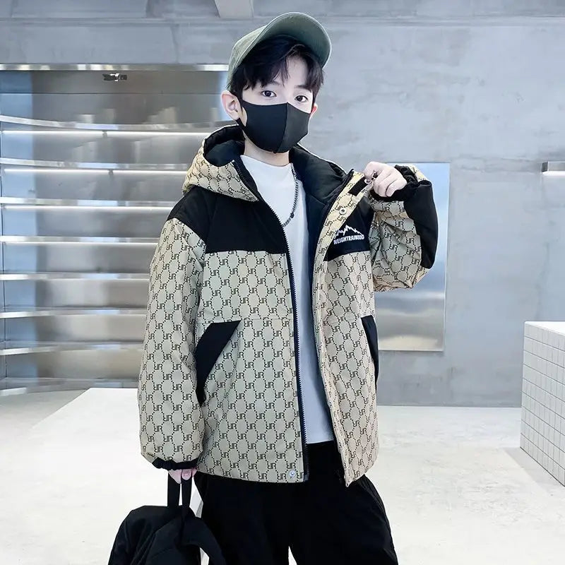 2025 New Boys' Thickened Winter Coat with Hood, Fleece-Lined Parka Jacket for Toddler Boys, Stylish & Warm Winter Wear