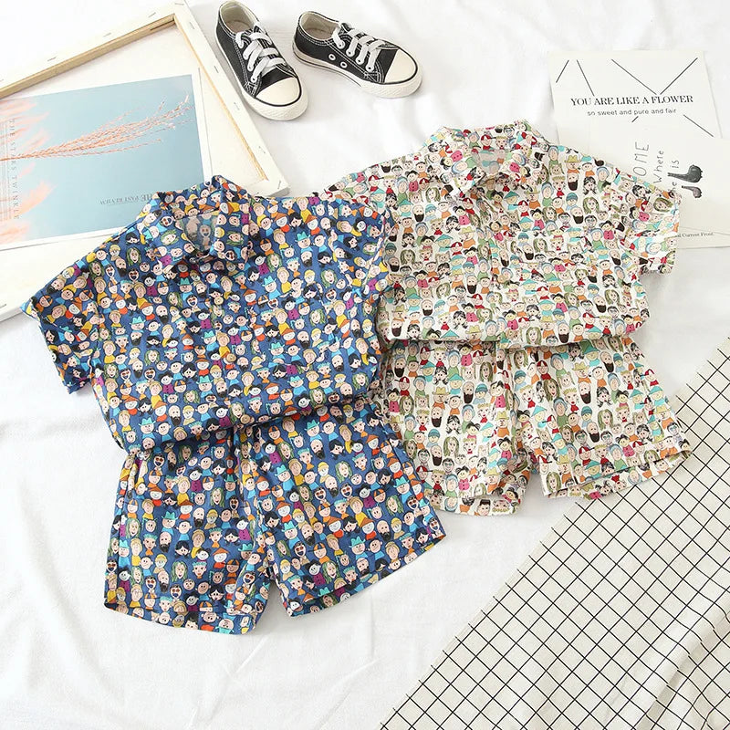 New Summer Baby Clothes Suit Children Boys Fashion Cartoon Shirt Shorts 2Pcs/Sets Toddler Casual Sports Costume Kids Tracksuits