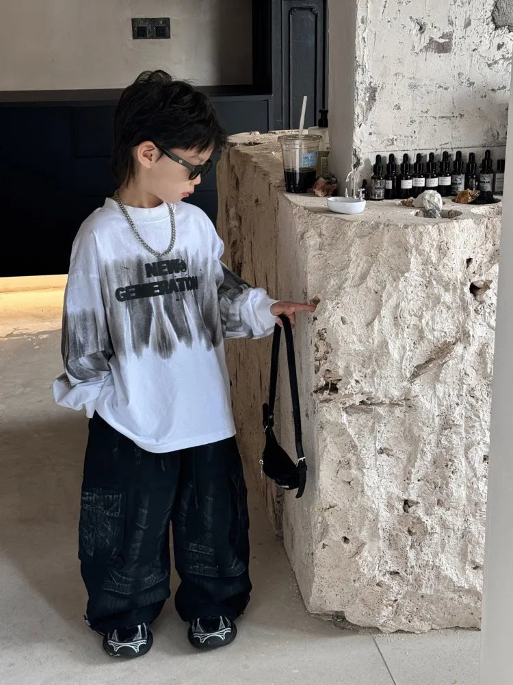 Loose and Casual Children's Clothing From 8 To 12 Years Boy Boys Wear T Shirt Kids Cartoon Fashion Spring Autumn Clothes T-shirt