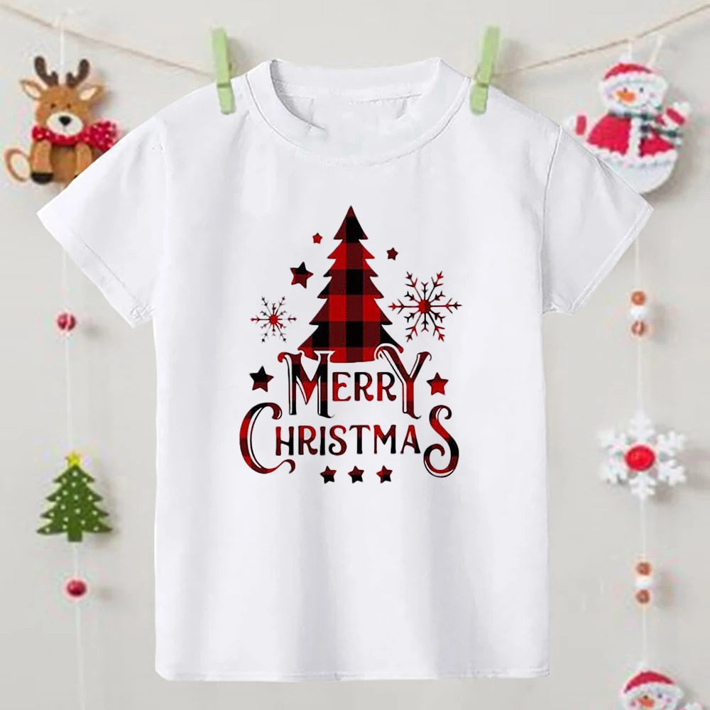 Family Christmas Matching Outfits Xmas Party Gifts Clothes Mother Father Daughter Son T-shirt + Baby Bodysuit Casual Family Look