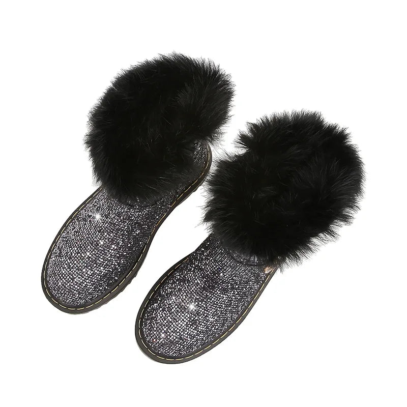 Disney Girls' Boots Winter Fashion Frozen Elsa Princess Boots Children's Short Girls' Cotton Fur Ankle Boots Girls' Pink Shoes