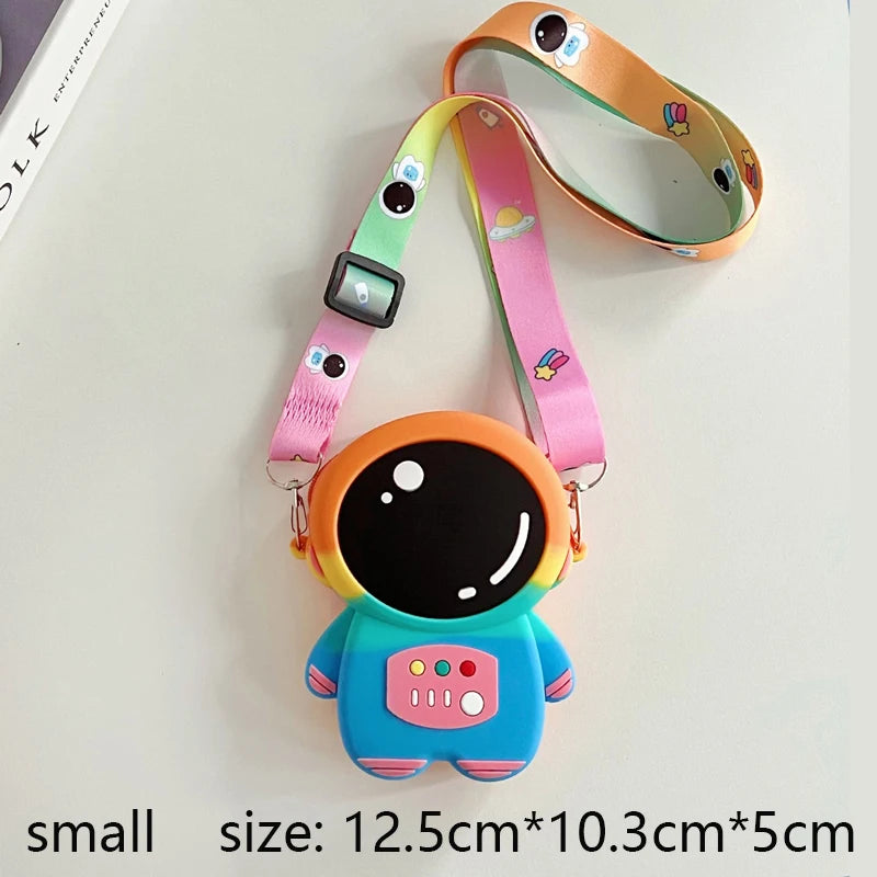 Astronaut Crossbody Bags Lovely Kawaii Bag Princess Small Storage Silicone Purse Cartoon Cosmonaut Model Toys Kids Prince Gift