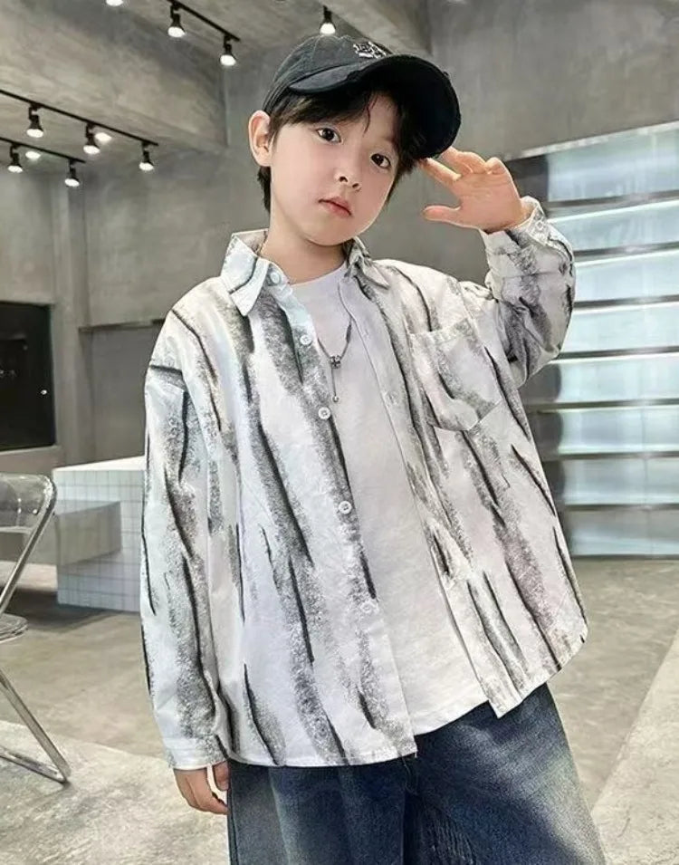 2025 New Boys' Spring Autumn Long Sleeve Shirt Toddler Boys Stylish Long Sleeve Shirt Trendy Design for Kids