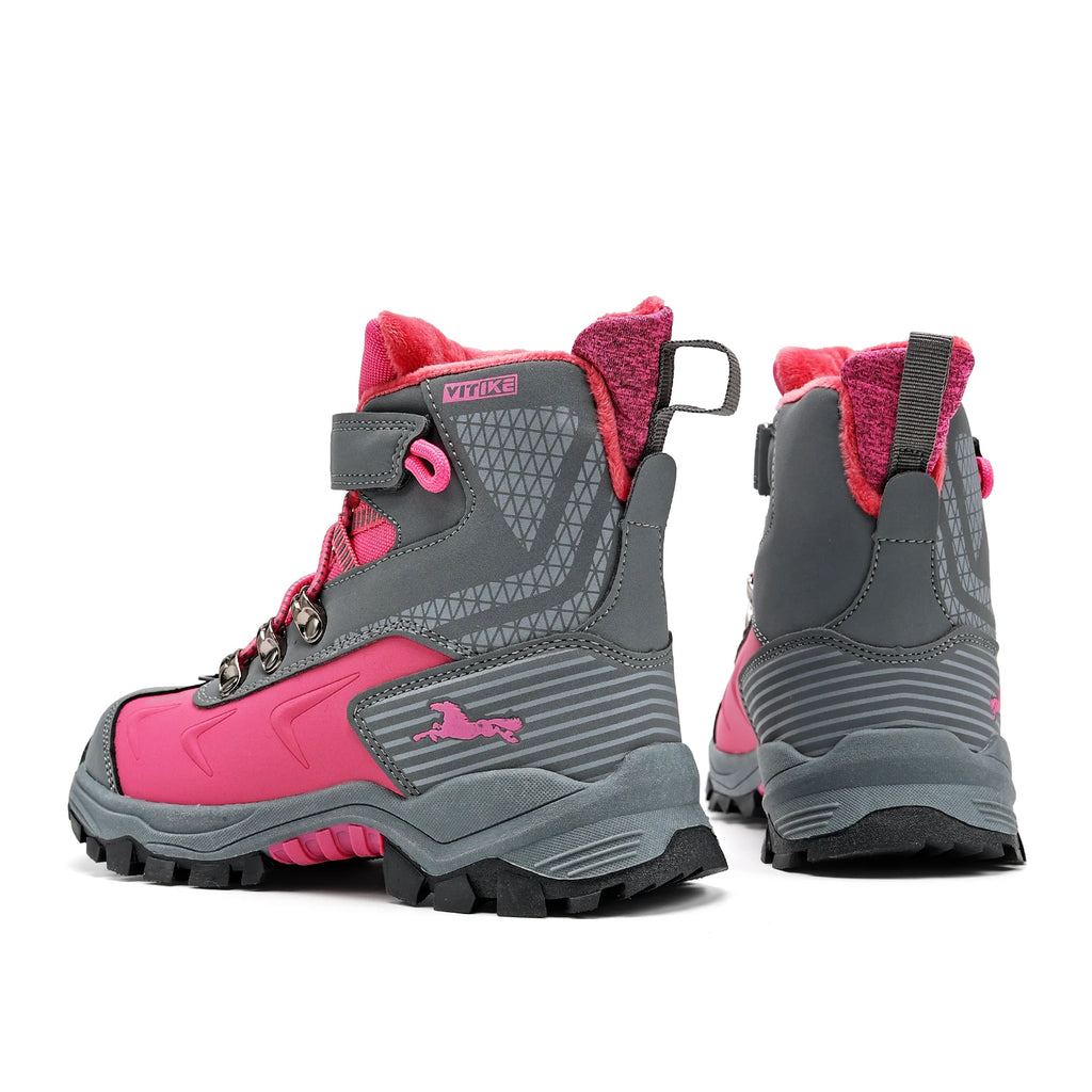 Kids Hiking Boots Boys Girls Outdoor Walking Climbing Sneaker Comfortable Snow Shoes Hiker Boot Antiskid Steel Buckle Sole