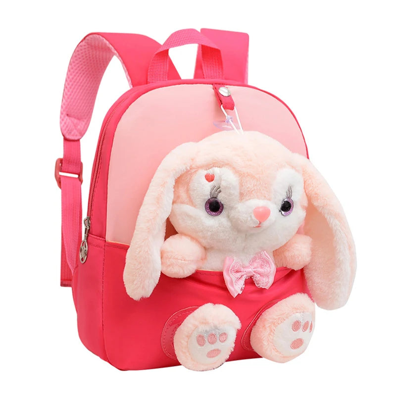 Cartoon Kindergarten Backpack New Children's School Bag Cute Plush Rabbit Doll Backpack