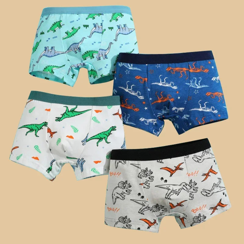 1/4/8 pcs Boys Boxer Sets Briefs Kids Cotton Underwear Baby Underpants Teenager Cartoon dinosaur All Print Soft Children Panties