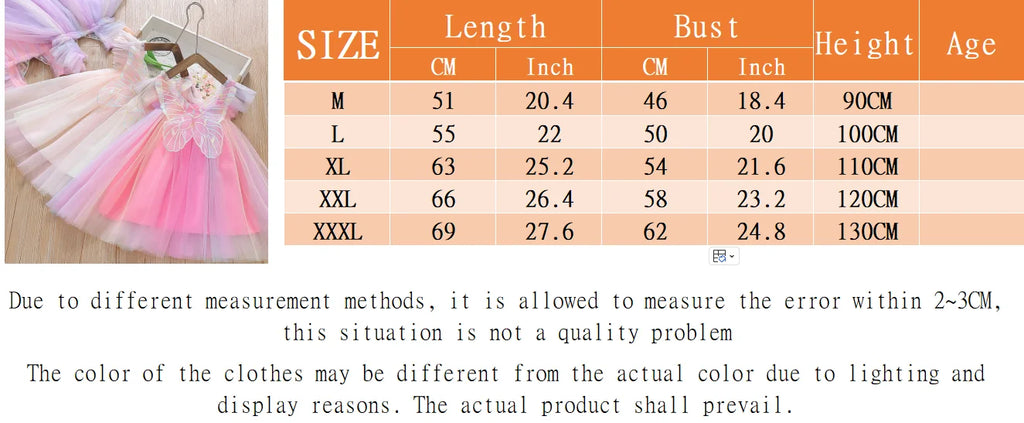 Summer New Colorful Chiffon Baby Girl Princess Dress, Cute Butterfly Wing Children'S Clothing