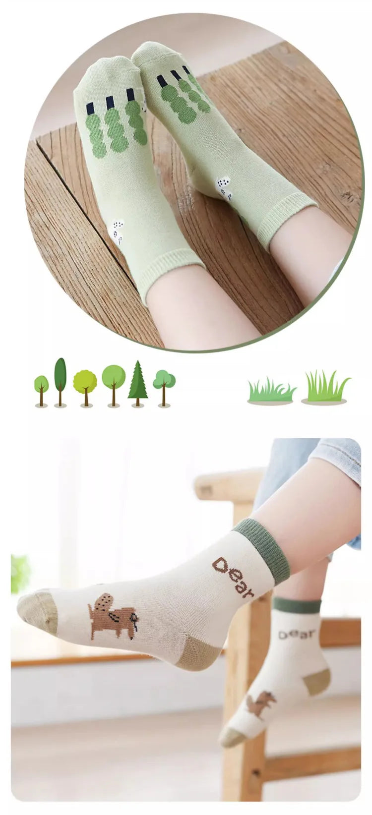 Kids' Socks Boys Girls Autumn Cotton Socks Baby Animals Pattern Socks Children Mid-calf Sock 5 Pairs