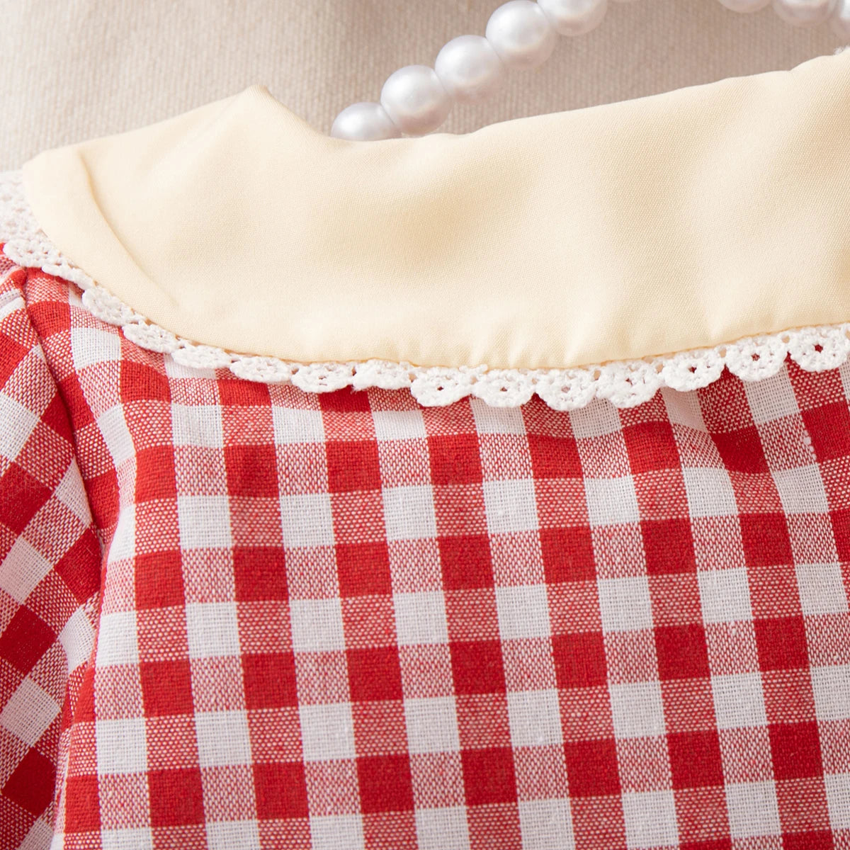 6-24 Months Spring And Autumn New Plaid Long Sleeved Baby Girl Dress, Rustic Style Children'S Clothing For Picnic Parties