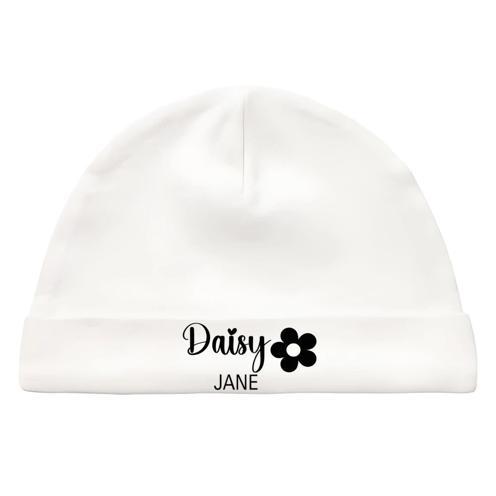 Newborn Coming Home Hat Custom Baby Beanie with Name Birth Announcement First Hat for Babies Baby Shower Gifts