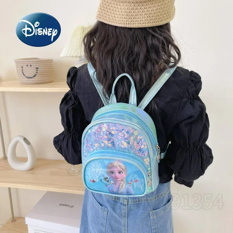 Disney Frozen Girls Backpack Elsa Princess New Girls Backpack Cartoon Cute Sequins Fashion Trend Kindergarten School Bag