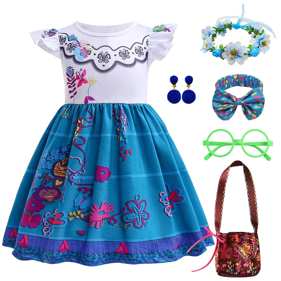 Mirabel Isabela Cosplay Princess Dress Kids Encanto Charm Costume Girls Halloween Children's Day Birthday Party Holiday Clothes