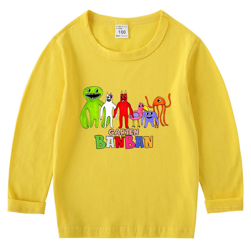 Hot Game Garden of Banban Print Cartoon 2-8Year Kids T-shirt Girls Clothes Spring Baby Boys Long Sleeve T shirt Children Tops
